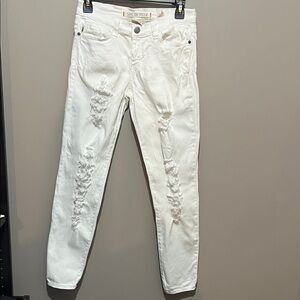 Sneak Peek Women's Cropped White Distressed Jeans